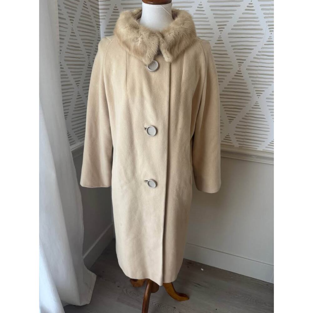 Vintage Carol Brent Women’s 100% Pure Cashmere Mink Collar Long Trench Coat